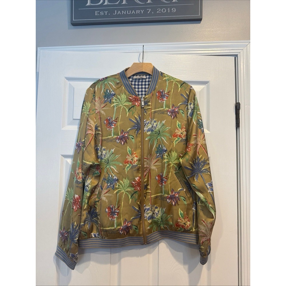 Scotch & Soda Reversible, Floral, And Plaid‎ Bomber Jacket With Zipper Size XL